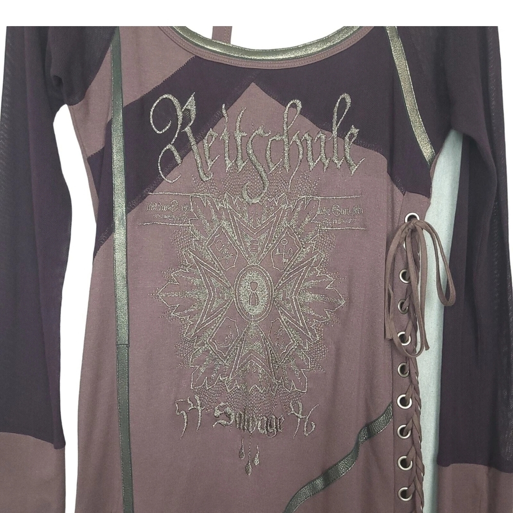 SALVAGE NWT Y2K Lace Up Purple Long Sleeve Dress. Never Worn. M - Picture 3 of 13